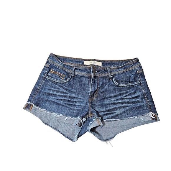 Charlotte Russe Denim Shorts Women's Size 10 Distressed Dark Wash Stretchy - Picture 1 of 7